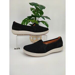 Clarks Women's Nalle Violet Black Leather Slip On Loafers Size 9.5W US